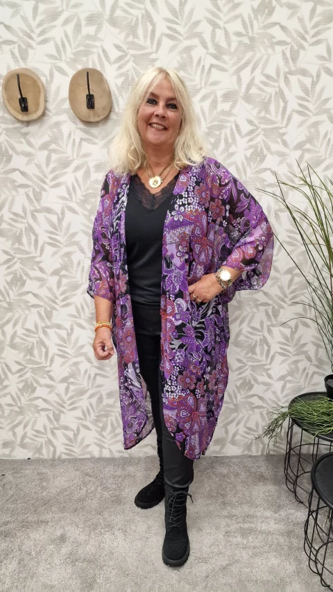 Kimono Carhowdy 3/4 print lavendel Paisley