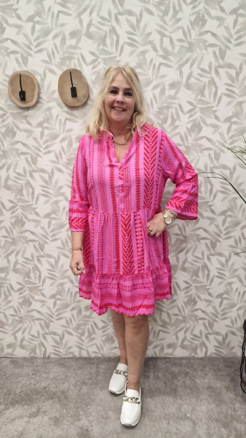 Tuniek Dress Carmarrakesh print Super Pink Geranium