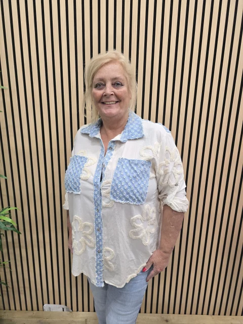 Blouse Mix of jeans ecru t/m 48