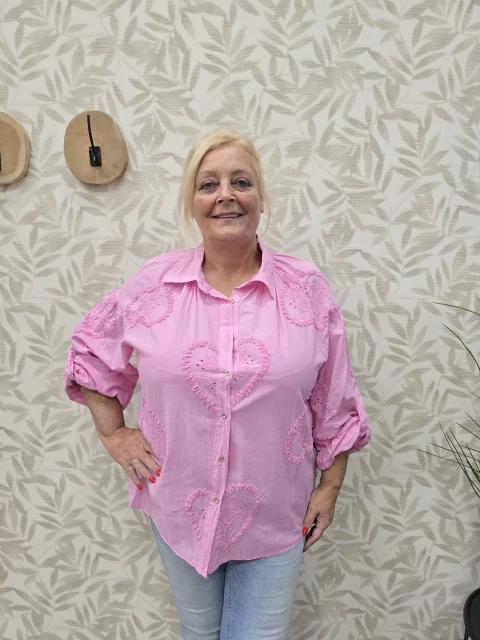Blouse Edelweis Heart Roze t/m 48